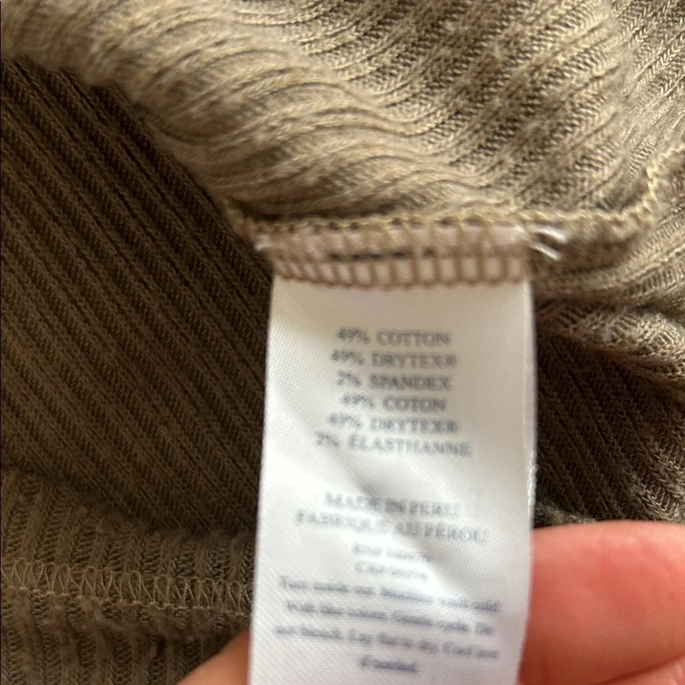 Faherty Women's Brown Ribbed Long Sleeve Henley - Picture 4 of 6